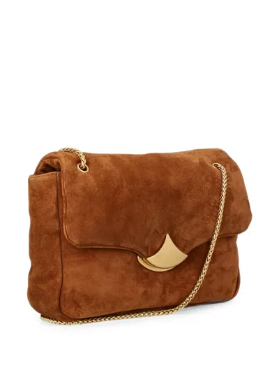 Sessun Large Puffy Chain-link Shoulder Bag In Brown