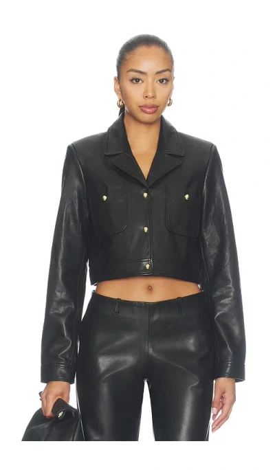 Lamarque Lorena Cropped Leather Jacket In Black