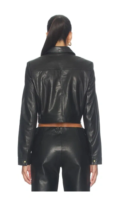Lamarque Lorena Cropped Leather Jacket In Black