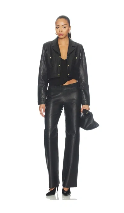 Lamarque Lorena Cropped Leather Jacket In Black