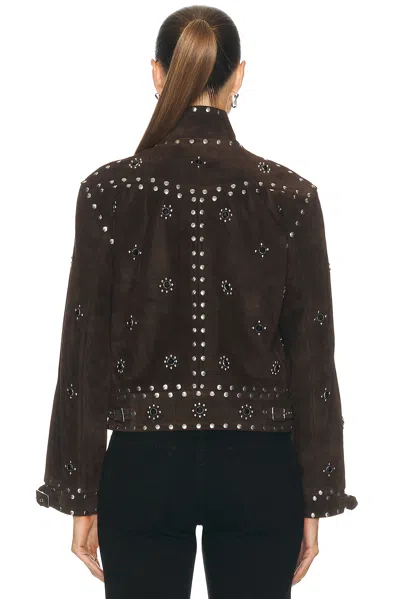 Bode Studded Howard Suede Jacket In Brown Multi