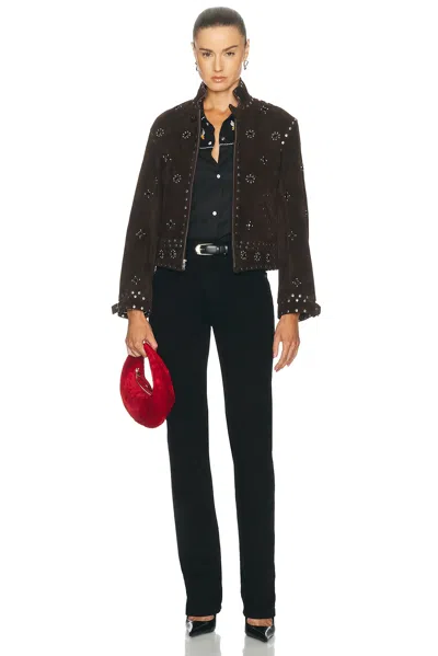 Bode Studded Howard Suede Jacket In Brown Multi