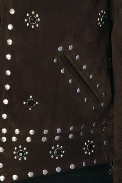 Bode Studded Howard Suede Jacket In Brown Multi