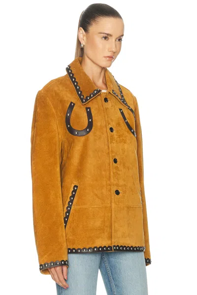 Bode Carson Suede Jacket In Tan Brown