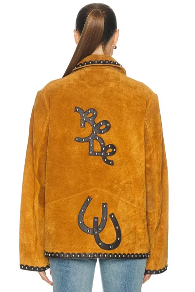 Bode Carson Suede Jacket In Tan Brown
