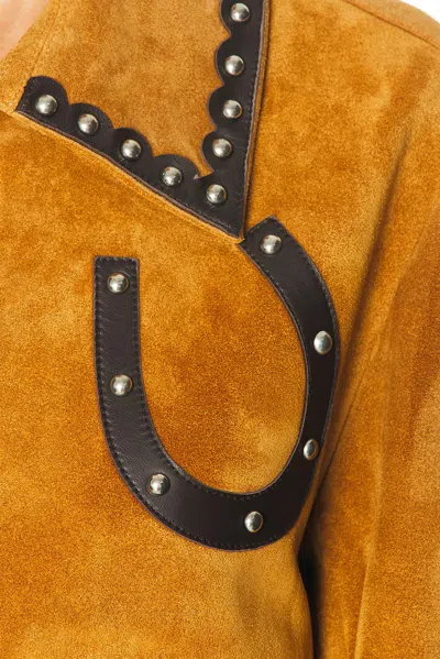 Bode Carson Suede Jacket In Tan Brown