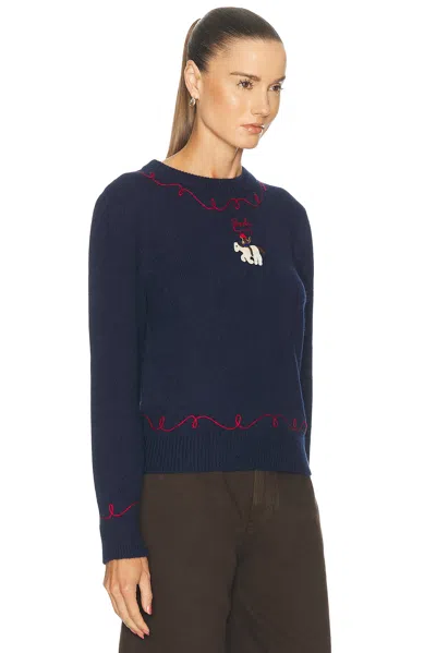 Bode Cowboy Appliqué Pullover Sweater In Navy