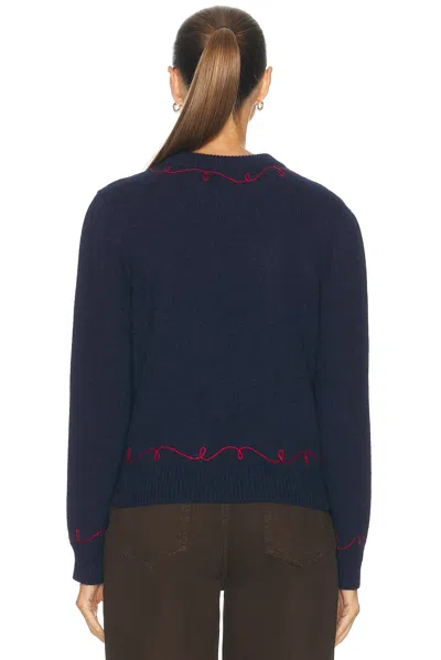 Bode Cowboy Appliqué Pullover Sweater In Navy