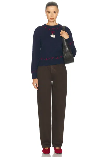 Bode Cowboy Appliqué Pullover Sweater In Navy