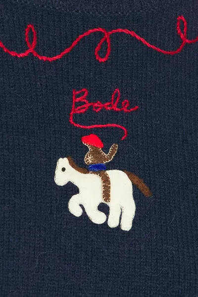 Bode Cowboy Appliqué Pullover Sweater In Navy