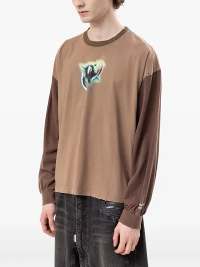Protocol Index Panelled Distressed T-shirt In Multi