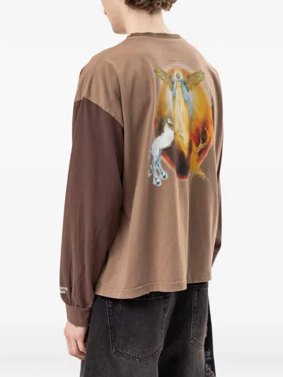 Protocol Index Panelled Distressed T-shirt In Multi