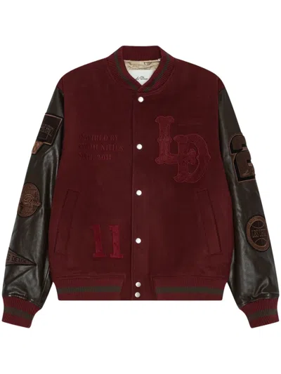 Les Deux Wool Blend Snap Varsity Jacket In Red