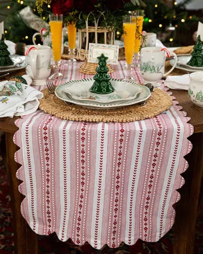 Juliska Villa Stripe 18 X 90 Table Runner In Pink