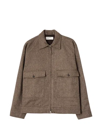 Universal Works E130 Herringbone Jacket In Brown