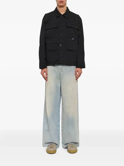 Taion Non Down Button-up Shirt Jacket In Black