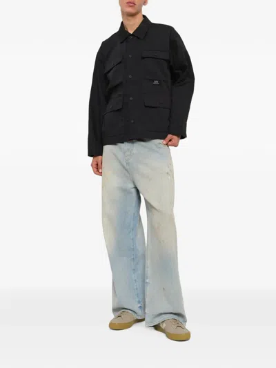 Taion Non Down Button-up Shirt Jacket In Black