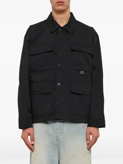 Taion Non Down Button-up Shirt Jacket In Black