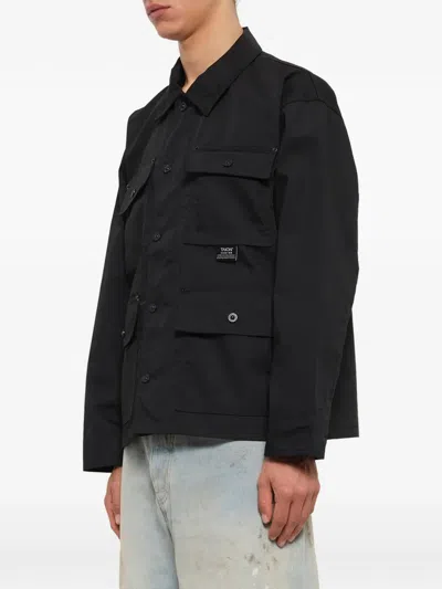 Taion Non Down Button-up Shirt Jacket In Black