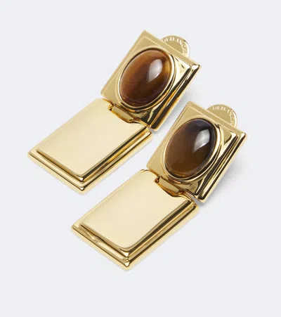 Dehanche Stone Drop Hinge Earrings In Gold