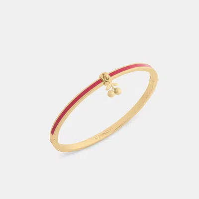 Coach Cherry Charm Enamel Thin Hinged Bangle In Multi