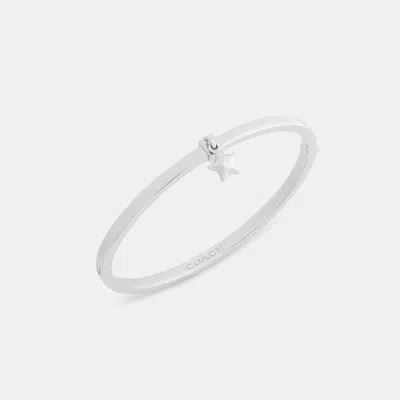 Coach Star Charm Thin Hinged Bangle In Silver