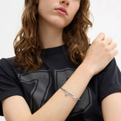 Coach Star Charm Thin Hinged Bangle In Silver