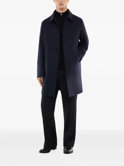 Fursac Concealed-button Coat In Blue