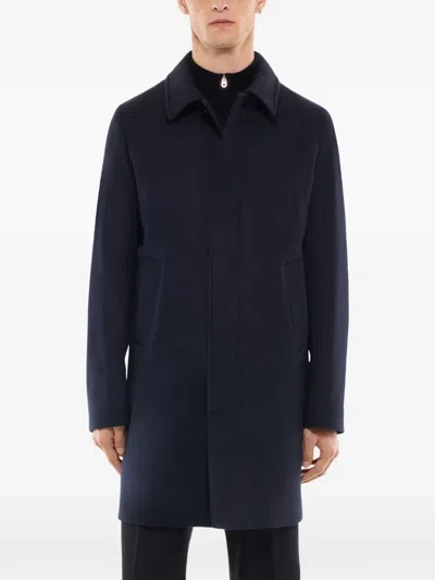 Fursac Concealed-button Coat In Blue