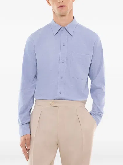 Fursac Dot-pattern Button-front Shirt In Blue