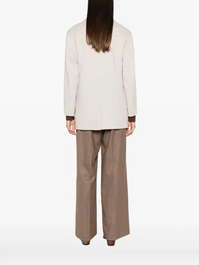 Herno Double-breasted Peak-lapel Coat In Neutral