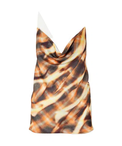 Y/project Open-back Draped Printed Satin Top In Multi