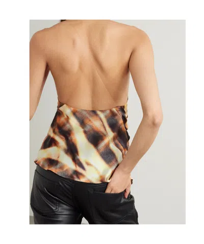 Y/project Open-back Draped Printed Satin Top In Multi