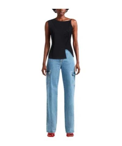 Maxco. Solid Color Sleeveless T-shirt In Black