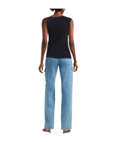 Maxco. Solid Color Sleeveless T-shirt In Black