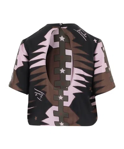 Pucci Valdimontone Printed Silk T-shirt In Multi