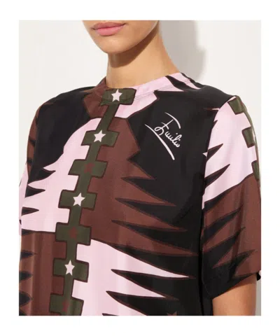 Pucci Valdimontone Printed Silk T-shirt In Multi