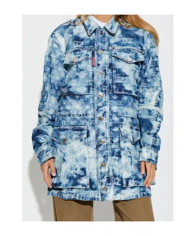 Dsquared2 D2 Monogram Denim-field Jacket In Blue