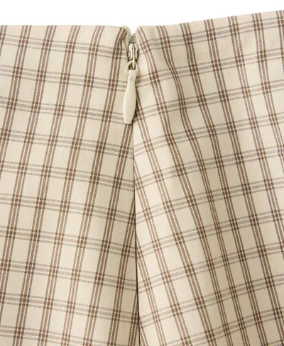 Mango Gingham Cotton Miniskirt In Neutral