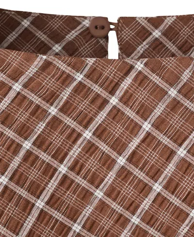 Mango Asymmetric Check Top In Brown
