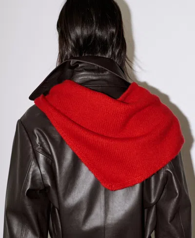 Mango Selection Cashmere Wool-blend Triangular Scarf In Red
