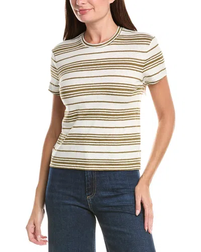 Frame The Linen-blend Striped Baby T-shirt In Green