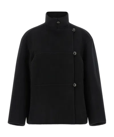 Rohe Double Faced Wool Blend Jacket In Black