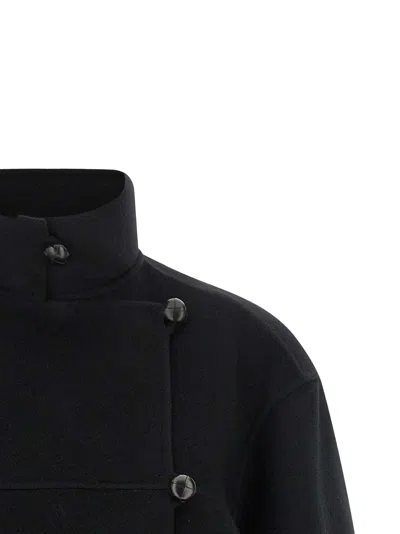 Rohe Double Faced Wool Blend Jacket In Black