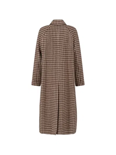 Lardini Houndstooth-pattern Belted Coat In Neutral