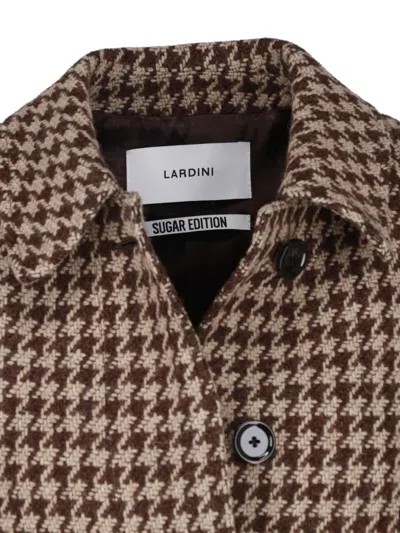 Lardini Houndstooth-pattern Belted Coat In Neutral