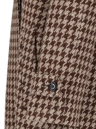 Lardini Houndstooth-pattern Belted Coat In Neutral