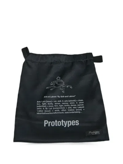 Prototypes Logo-print Drawstring Clutch Bag In Black