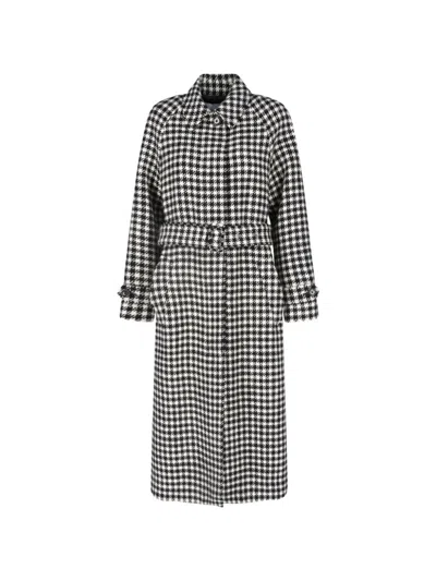 Lardini Houndstooth-pattern Belted Coat In Multi