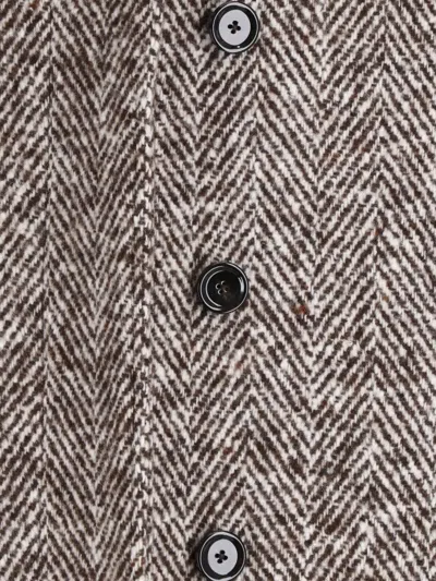 Lardini X Sugar Herringbone-pattern Belted Coat In Neutral